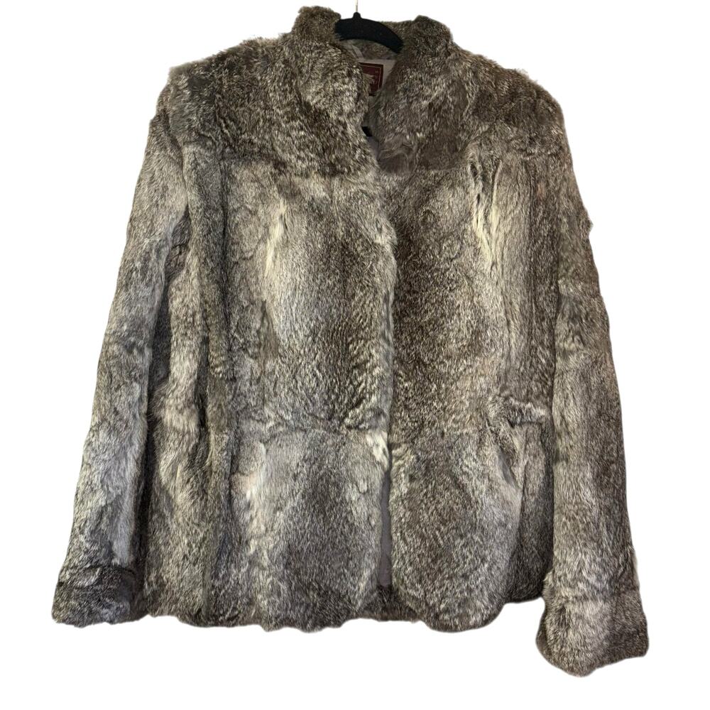 Sergio Valente Rabbit Fur Winter Coat Women’s M Luxury Maximalist Mobwife Soft